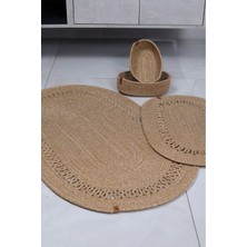 Flz Life Jüt,Hasır,4 Lü,Banyo Paspas Takımı,bohem Tarzı Banyo Takımı,iskandinav Paspas/Sepet