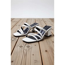 Benerly Kadın Kare Burun Blok Topuklu Bantlı Terlik Poliüretan Fonksiyonel Dayanıklı Kaliteli