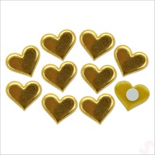 Süsle Bebek ve Parti Yapışkanlı Kalp Sticker, 3,5 cm x 10 Adet - Altın