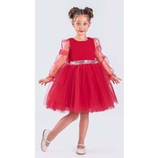 Mnk Baby & Kids Kanatlı Kız Çocuk Şifon Kol Abiye  MNK0534