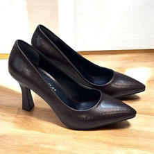 KAFKASLAR AYAKKABI Kahverengi Parlak Yeni 9 cm Kadeh Topuklu Bayan Stiletto Ayakkabı