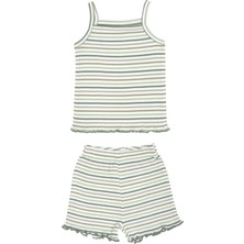 Organickid Mini Me Kız Bebek Yeşil Askılı Üst ve Şort Pijama Takımı