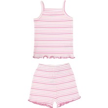 Organickid Mini Me Kız Bebek Pembe Askılı Üst ve Şort Pijama Takımı