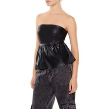 F21 Suni Deri Straplez Bluz