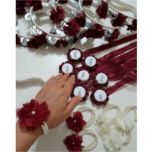 Evsay Kına Geces İncili Nedime Bilekliği,güllü Tef,süslü LED Mum