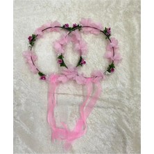 Evsay 5li Yuvarlak Nedime Tacı Lazer Kesim Çiçekli ve Yapay Cipsolu Kına Nedime Tacı