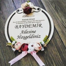 Evsay Ahşap Kapı Süsü Şakayık Güllü 30 cm