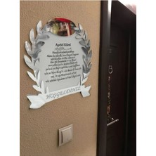 Evsay Ayetel Kürsili Pleksi Ahşap Kapı Süsü Kapı İsimliği Duvar Dekoru Gri