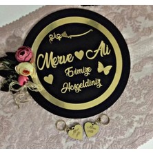 Evsay Pleksi Ahşap Pleksi Kapı Süsü ve Anahtarlık Set