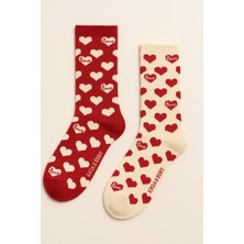 Katia & Bony Kadın 2'li Kalpli Soket Çorap Kırmızı