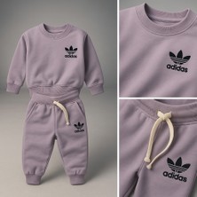 Kr Kids Butik Çocuk Eşofman Takımı | Pamuklu, Uzun Kollu, Lila | Kız Erkek Çocuk Spor Takımı