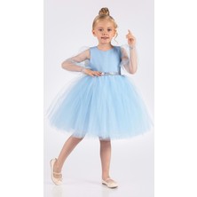 Mnk Baby & Kids Kanatlı Kız Çocuk Şifon Kol Abiye  MNK0534