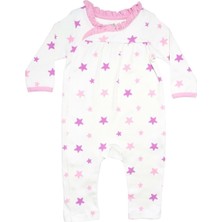 Organickid Pink Star Kız Bebek Yandan Açılır Tulum