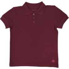 Organickid Polo Yaka Basic Bordo Kısa Kollu Çocuk T-Shirt