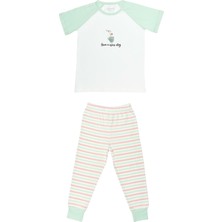Organickid Teatime Kız Çocuk Yeşil Kısa Kol Pijama Takımı