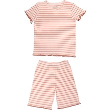 Organickid Mini Me Kız Çocuk Turuncu Kısa Kol Üst ve Şort Pijama Takımı