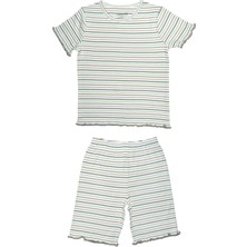 Organickid Mini Me Kız Çocuk Yeşil Kısa Kol Üst ve Şort Pijama Takımı