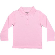 Organickid Polo Yaka Basic Pembe Uzun Kollu Çocuk T-Shirt