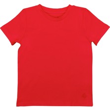 Organickid Basic Çocuk Kırmızı Kısa Kol T-Shirt