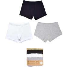 Organickid Basic Cotton Erkek Çocuk Renkli Boxer Set 3'lü Yumuşak Dokulu Organik Pamuk