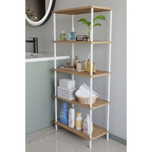 Barin Design 5 Katlı Çevir Kur Metal Gövdeli Banyo Rafı | Çok Amaçlı Düzenleyici | Organizer Stand Banyo Dolabı