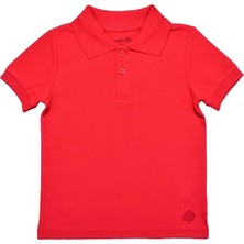 Organickid Polo Yaka Basic Kırmızı Kısa Kollu Çocuk T-Shirt