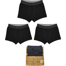 Organickid Modern Classic Erkek Çocuk Siyah Boxer Set 3'lü