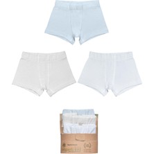 Organickid Cotton Erkek Çocuk Mavi/gri Boxer Set 3'lü Nefes Alabilir Kumaş ile Rahat Tasarım
