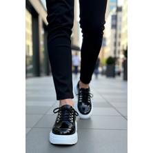Benerly Erkek Bağcıklı Rugan Sneaker Yuvarlak Burunlu Standart Kalıp Fonksiyonel Dayanıklı Estetik