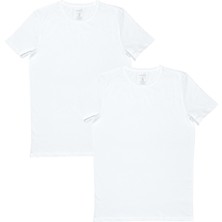 Organickid Basic Erkek Beyaz Kısa Kol Fanila Seti 2'li