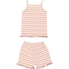 Organickid Mini Me Kız Bebek Turuncu Askılı Üst ve Şort Pijama Takımı
