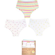 Organickid Flower Kız Çocuk Renkli Iç Çamaşır Seti 3'lü