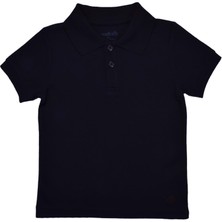 Organickid Polo Yaka Basic Siyah Kısa Kollu Çocuk T-Shirt