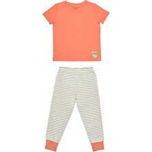 Organickid Snack Çocuk Turuncu Kısa Kol Pijama Takımı
