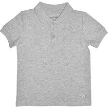 Organickid Polo Yaka Basic Gri Melanj Kısa Kollu Çocuk T-Shirt