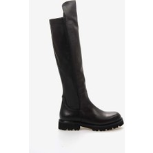 Kemal Tanca Hakiki Deri Siyah Kadın Çizme 7011