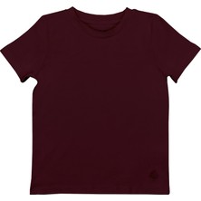 Organickid Basic Çocuk Bordo Kısa Kol T-Shirt
