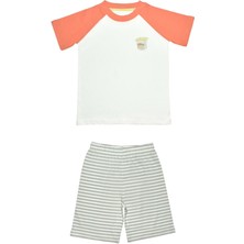 Organickid Snack Çocuk Turuncu Kısa Kollu T-Shirt ve Şort Takım