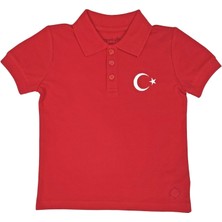 Organickid Polo Yaka Türkiye Kırmızı Kısa Kollu Çocuk T-Shirt