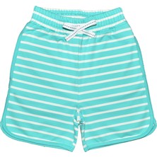 Organickid Basic Mavi Çizgili Kız Çocuk Şort