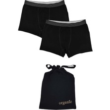 Organickid Modern Classic Erkek Siyah Boxer 2'li Set