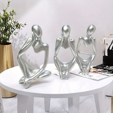 Stonee Decor 3'lü Heykel Seti Insan Figürlü Vücut Sanatı Biblo