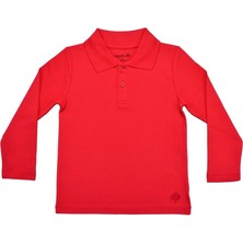 Organickid Polo Yaka Basic Kırmızı Uzun Kollu Çocuk T-Shirt