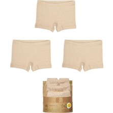 Organickid Natural Cotton Kız Çocuk Ekru Boxer Set 3'lü
