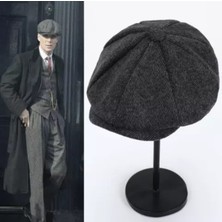 Eleven Markets Kışlık 8 Parca Kaşmir Düz Renk Peaky Blinders Model Erkek Kasket London Şapka Füme Çizgili