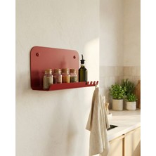 Vasa Concept Dekoratif Metal Raf ve Askılık 25X12X15 cm | Koyu Kırmızı Modern Anahtarlık ve Organizer | Minimal Düzenleyici | Ramm WD-001