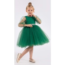 Mnk Baby & Kids Kanatlı Kız Çocuk Şifon Kol Abiye  MNK0534