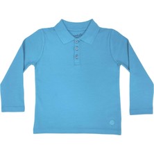 Organickid Polo Yaka Basic Koyu Mavi Uzun Kollu Çocuk T-Shirt