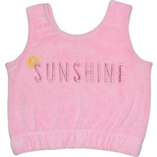 Organickid Terry Kız Çocuk Pembe Crop Havlu Atlet
