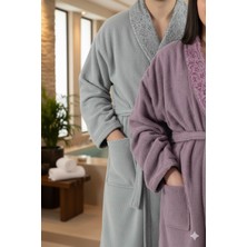 Favora Velora Deluxe %100 Pamuk Bornoz Seti - Mürdüm - Antrasit